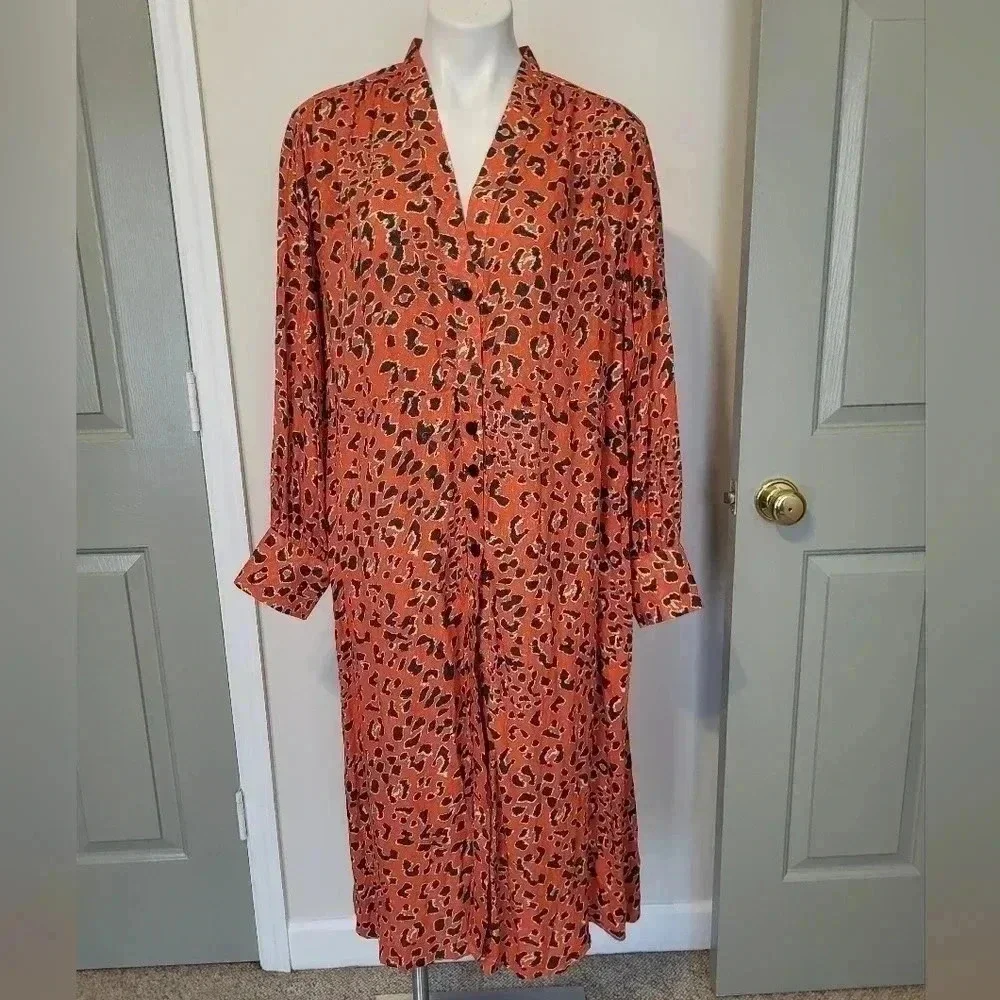 Free People Cest Moi Maxi Animal Print Top/Duster(XS)NWT